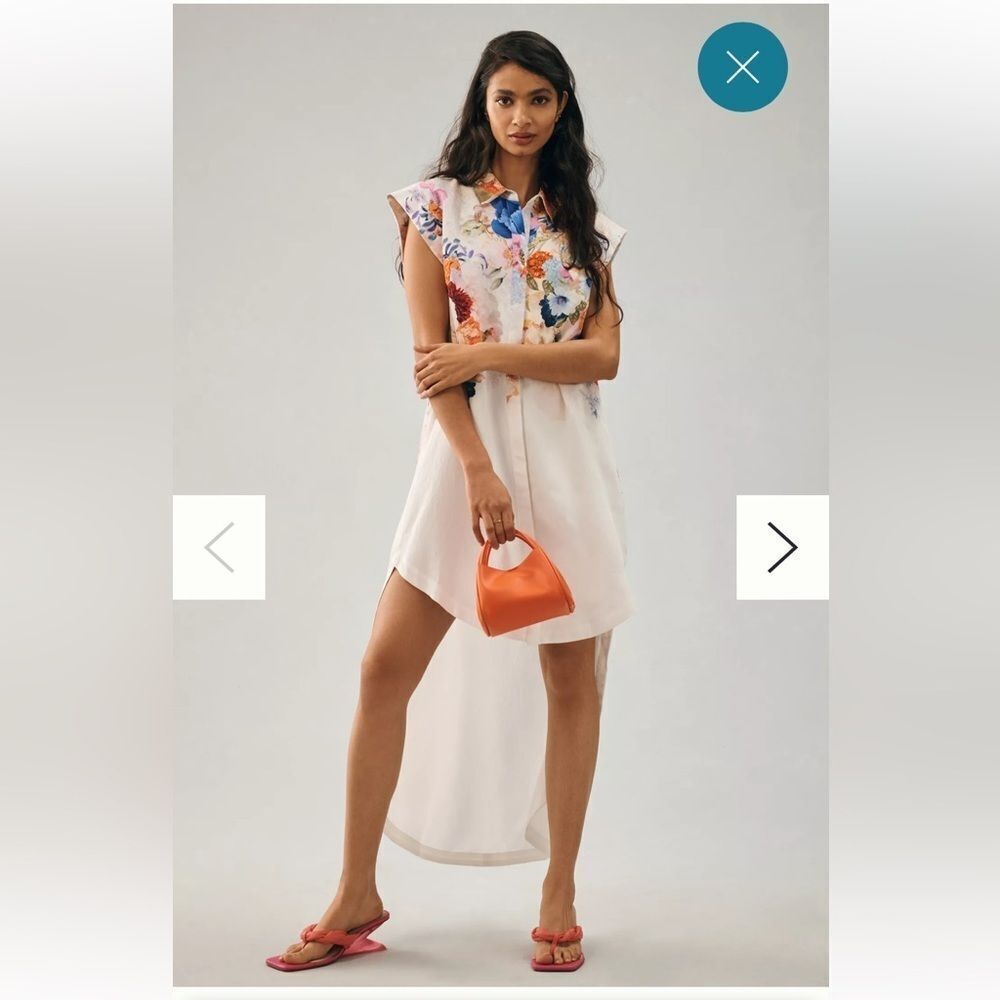Anthropologie Maeve Floral High-Low Shirt Dress Size XS